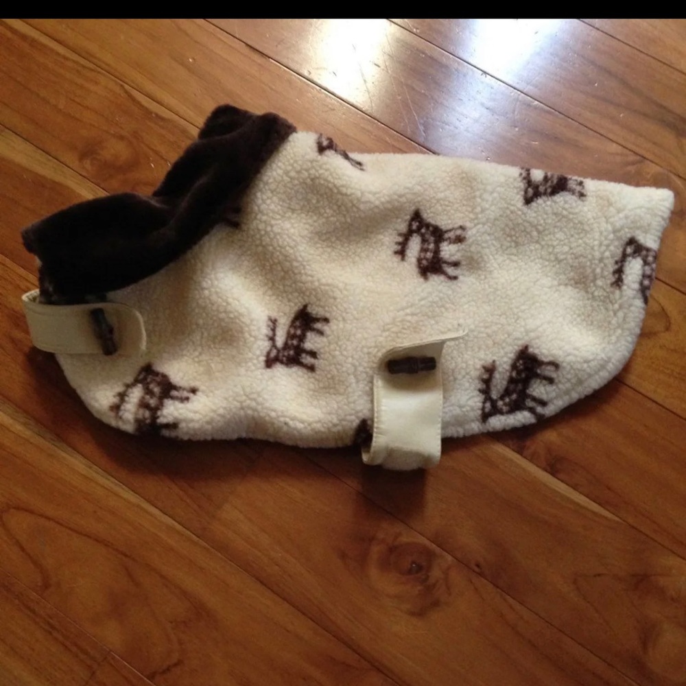 Fleece Sherpa Dog Jacket with adjustable velcro belly strap- Small/medium